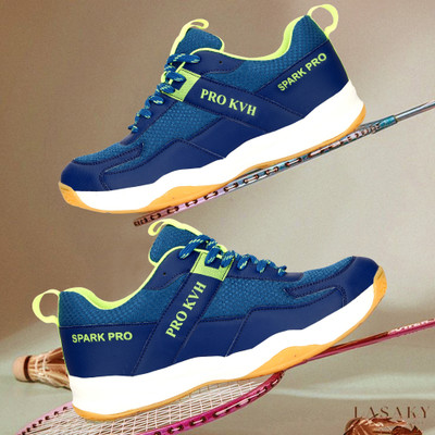 PRO KVH Spark Pro Memory Foam Non-Marking Gum Sole Shoes Squash & Table Tenni Badminton Shoes For Men(Blue , 10)