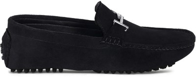 LOUIS STITCH Casual Stylish Suede Leather Loafers for Men, Black (ITSUDJB) Size 10 Loafers For Men(Black , 10)