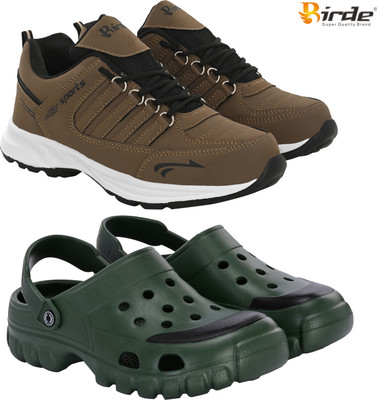 Birde Birde Lightweight Combo Pack of 2 Stylish Sports Gym, Shoes With Clogs Walking Shoes For Men(Brown, Green , 7)