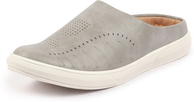 FAUSTO Back Open Stylish Design Slip On Shoes Loafers For Men(Grey , 6)