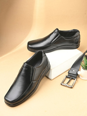 Extra Leathers Slip On Black Softy Leather Formal Shoe for Men Slip On For Men(Black , 7)