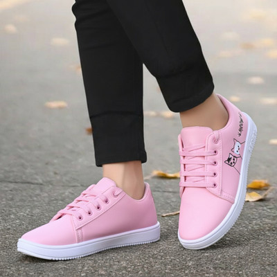 BOKZZON footwear for women stylish sneakers pink color shoes for girls cute Sneakers For Women(Pink , 6)