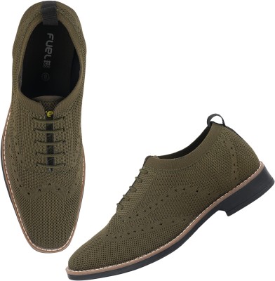 FUEL Formal Shoes For Men Comfortable and Lace Up Stylish Berlin Shoe For Men Corporate Casuals For Men(Olive , 7)