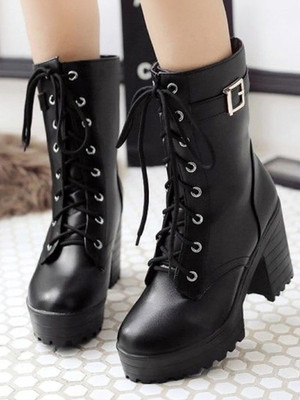 Kliev Paris Amazing Design Women's Ankle Length Block Heel Stylish Fashionable Boots Boots For Women(Black , 4)