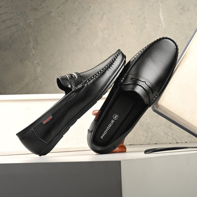 PROVOGUE Loafers For Men(Black , 9)