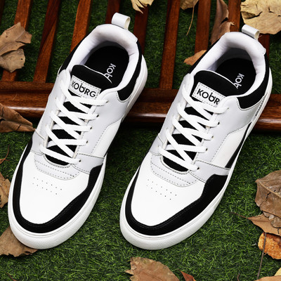 Koburg Zest Casual Shoes for Men | Comfortable EVA Sole | Stylish Lace-Up KG-418 Sneakers For Men(White, Black , 7)