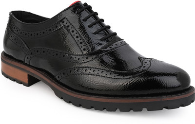 ALBERTO TORRESI Sabastian Boot Sole Brouge Patent 66731 Lace Up For Men(Black , 10)