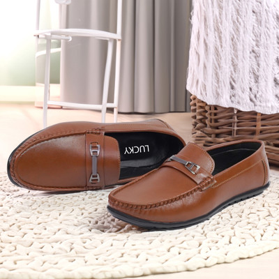 Yes lucky Loafers For Men(Tan , 7)