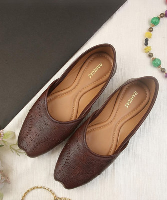RAHEGAS Premium Brown Ballerinas | Women’s Mojari | Traditional Jutti for Women, Bellies For Women(Brown , 4)