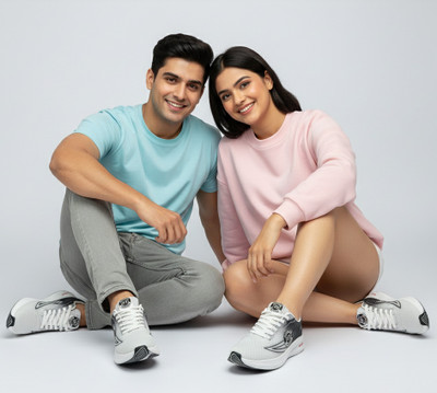 BalanSole Lightweight Sneakers for Men – Cushioned Comfort & Sporty Dual-Tone Design Outdoors For Men(White, Grey , 10)