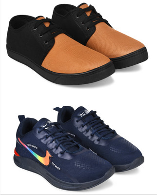 Free Kicks Combo Of 2 Shoes FK-206 & FK-NK-901 Sneakers For Men(Navy , 6)