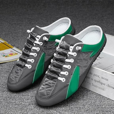 BLENKO Half Back Open Backless Footwear, Lace Up Outdoor Casual Sneakers For Men(Green , 7)