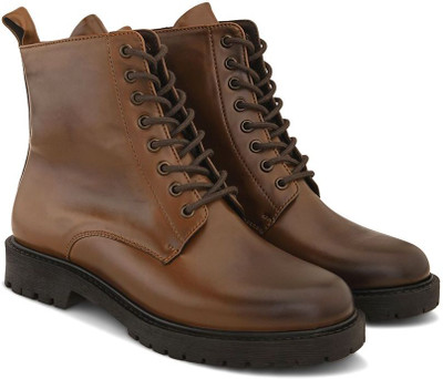 Roadster Women Classic Leather Lace-Up Boots Stylish Durable & Comfortable for Everyday Boots For Women(Tan , 8)