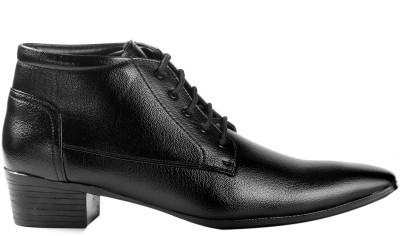 BXXY Men's Black Height increasing Formal Derby Lace up Dress Boots Boots For Men(Black)
