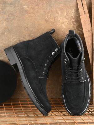 SAN FRISSCO outdoors for men|boots for men|suede jungle boots for men|trekking shoes Boots For Men(Black)