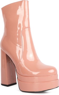 London Rag High Heel Platform Ankle Boots In Blush Boots For Women(Pink)