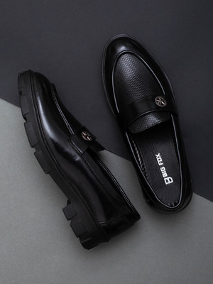 BIG FOX Chunky Formal | Corporate Loafers For Men(Black , 10)