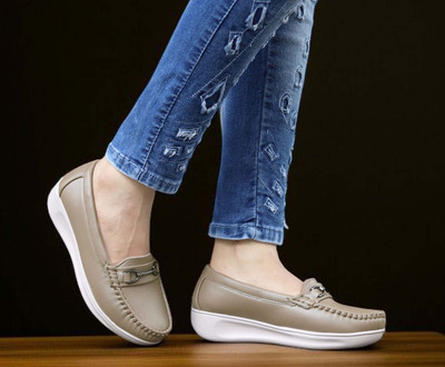 aadi Women's Comfortable Stylish Classy Dailywear Slip-On Ballerina Flat Juttis Bellies For Women(Beige , 4)