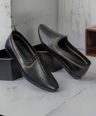 PROVOGUE Trendy Synthetic Leather Loafers for Men | Lightweight & Ultra Comfortable Loafers For Men(Black , 10)