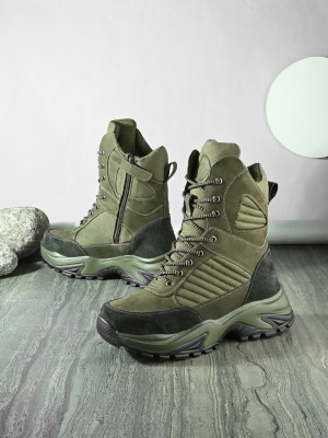 Harrykson London Lightweight Men's adventure hiking & Trekking, All Terrain Grip Rugged Sole Boots For Men(Olive , 9)