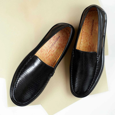PROVOGUE Provogue Synthetic Leather Loafers | Lightweight AirMix Sole | Cushion Comfort Loafers For Men(Black , 10)