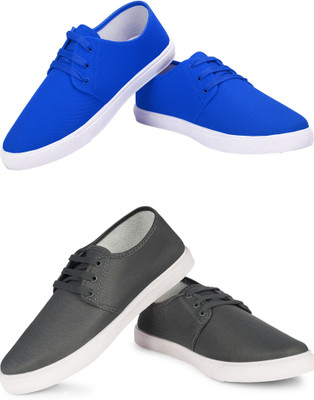 Free Kicks Combo Of 2 Shoes FK-201 & FK-201 Sneakers For Men(Grey, Blue , 10)