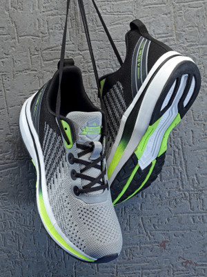 action Athleo ATG 778 Comfortable Lightweight Breathable Sports Lace Up Running Shoes For Men(Grey, Black , 6)