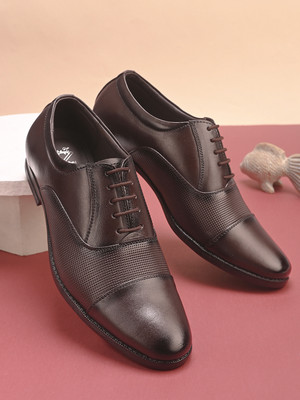 N N CREACTION Genuine Leather Formal Oxford For Men(Brown , 10)