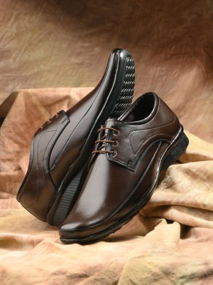 Bucik Bucik Men Formal Lace Up Synthetic Leather Shoes Slip On For Men(Brown)