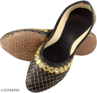 Ancestor collection Bellies Mojaris For Women(Black, Gold , 9)