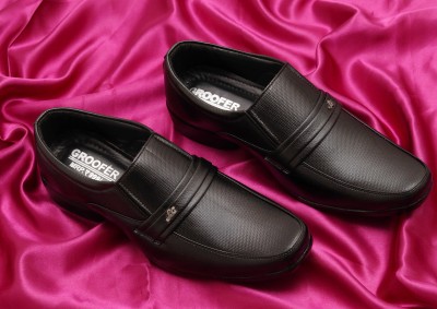 Groofer Black Men's Formal Dress Slip On Shoes Slip On For Men(Black)
