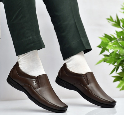 Zixer Genuine Meeting Leather Formal Shoes/Light Weight Exclusive Formal Shoes For Man Slip On For Men(Brown , 8)