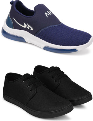 Free Kicks Combo Of 2 Shoes FK-Mexico & FK-205 Sneakers For Men(Black , 9)