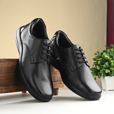 AUSERIO Genuine Leather Formal Shoes Light|Comfort|Trendy|Premium Shoes Lace Up For Men(Black)