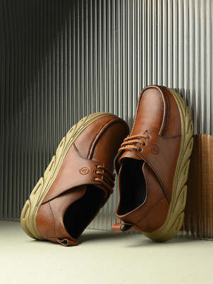 KASTAVA Casual Shoes, Tan Lace Up Sneakers For Men(Tan , 6)