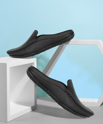 Stylelure Synthetic Leather Black Formal Mule/Clogs Office Shoes Slip On For Men(Black , 8)