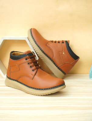 PONO Stylish Men’s Leather Casual Shoes | Office, Outing & Party Wear Shoes Casuals For Men(Tan , 6)