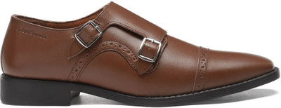 LOUIS STITCH Mens Russet Tan Italian Leather Double Monk Strap Formal Slip On Shoe - UK 8 Monk Strap For Men(Tan , 8)
