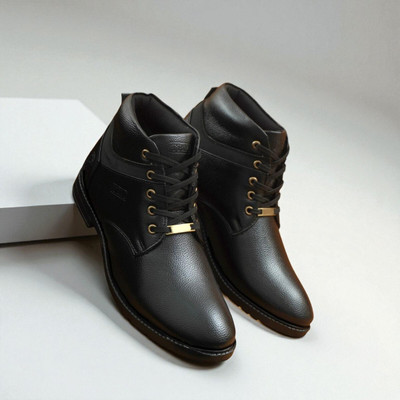 KRITON Trendy & Durable Men’s Boots – Perfect for Everyday Wear Boots For Men(Black , 6)