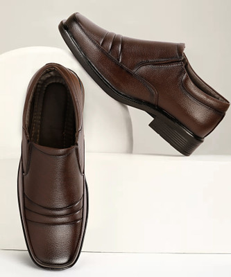 Wenzel Slip-On Shoes for Men II Leather Shoes for Office & Parties & All Occasions Slip On For Men(Brown , 12)