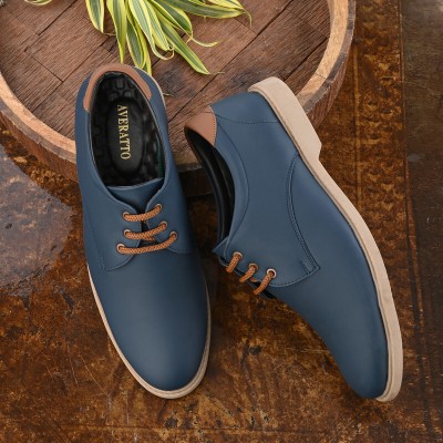 Averatto Blue Office Wear & Party Wear Semi Formal shoe for Mens (A9905) Lace Up For Men(Blue)