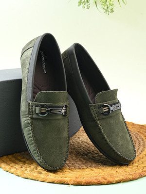 PROVOGUE shoe1 Loafers For Men(Olive , 8)