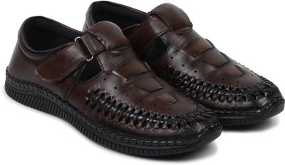 Zixer Ethnic Wear Wedding Party Sandals Loafer Shoes For Man | Mojri Casual Peshawari Slip On For Men(Brown , 6)