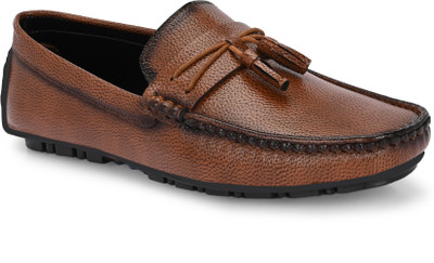 PROVOGUE Provogue Men Tan Faux Leather Formal Slip On Loafers Slip On For Men(Tan , 10)