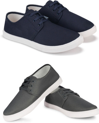 Free Kicks Combo Of 2 Shoes FK-201 & FK-201 Sneakers For Men(Grey , 9)