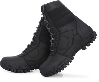 ALFATOE Leather Combat Tractical Army Boot Shoes/DMS SHOES Boots For Men(Black , 8)