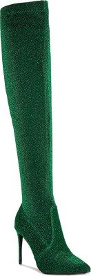 London Rag Green Tigerlily High Heel Knitted Long Boots Boots For Women(Green , 6)