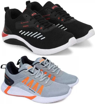 house of common Combo Pack Of 2 Sneakers For Men(Black, Grey , 8)