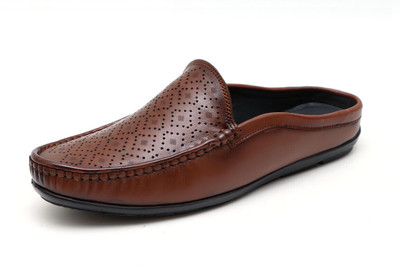 Aramish Genuine Leather| Open Back Shoe| Back Open shoes | Half Loafers For Men(Tan , 5)