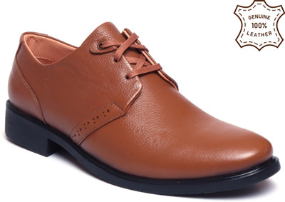 ZOOM Genuine Leather Lightweight Comfort Trendy Premium Lace-up Derby Office & Party Derby For Men(Tan , 9)